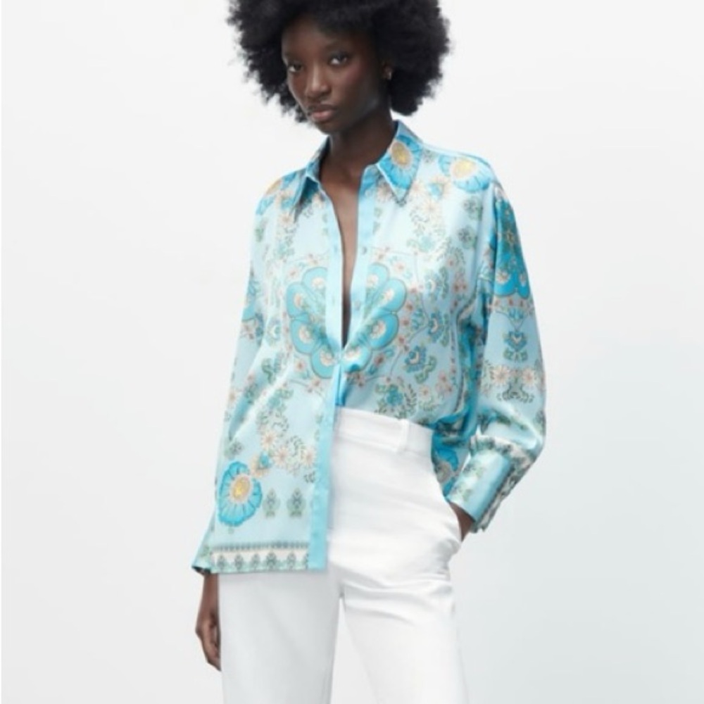 Zara Blue Patterned‎ Blouse